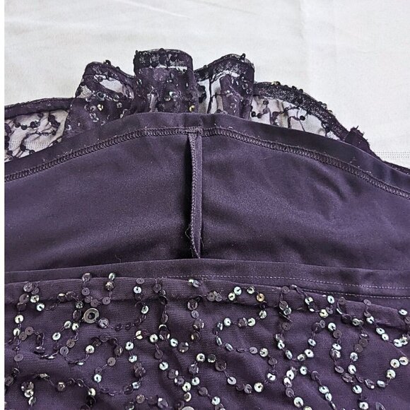NWT ADRIANNA PAPELL Amethyst Scoop Back All Over Sequin Cap Sleeve Gown Size 4P - Picture 7 of 9